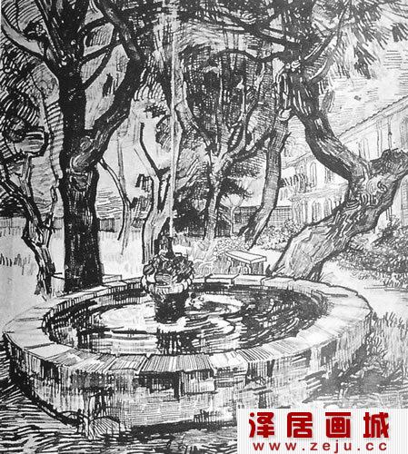 梵高风景素描作品欣赏