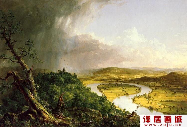 风景油画作品：牛轭湖
