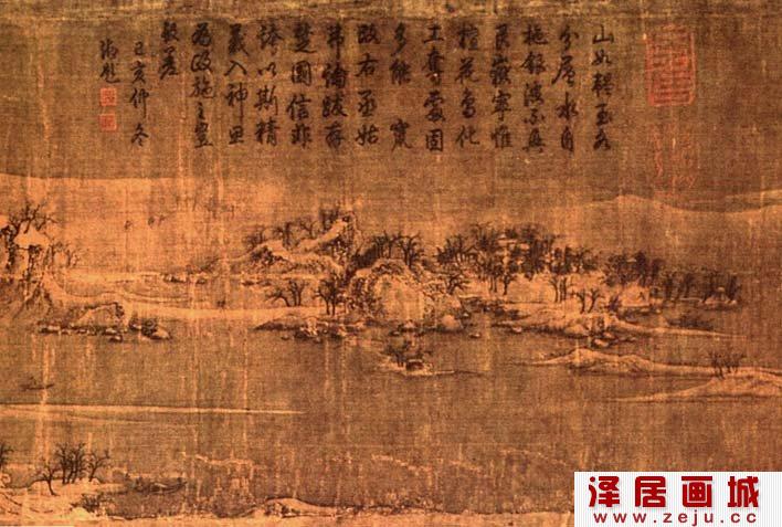宋徽宗赵佶《雪江归棹图》局部高清大图二