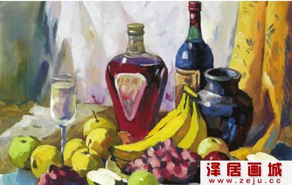 水果静物水粉画