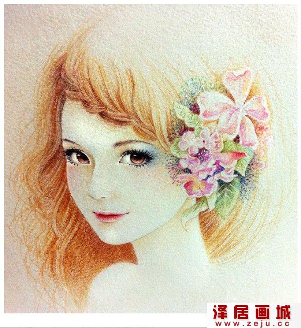 女孩彩铅画