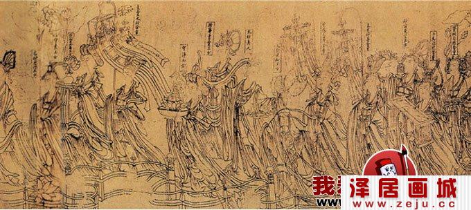北宋《朝元仙杖图》-大型长卷绢本白描神话人物巨