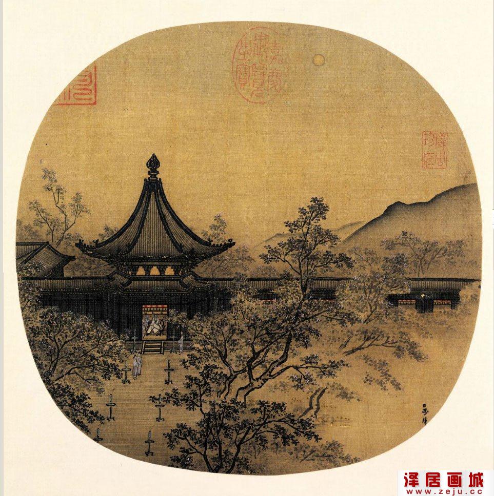 宋 马麟 秉烛夜游册　绢本设色　24.8×25.2公分 ＜纨扇画册＞第二幅 台北故宫博物院典藏