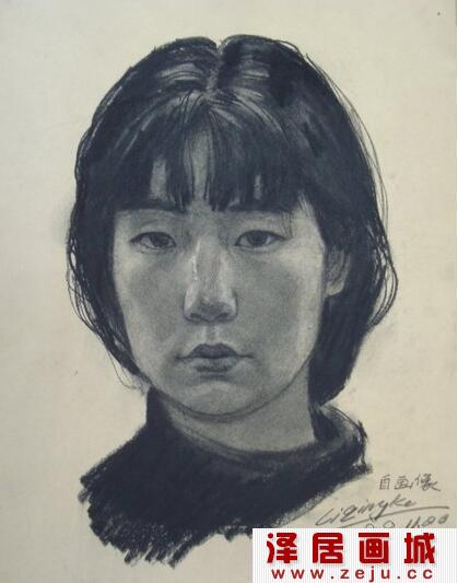 李青稞女性人物头像素描