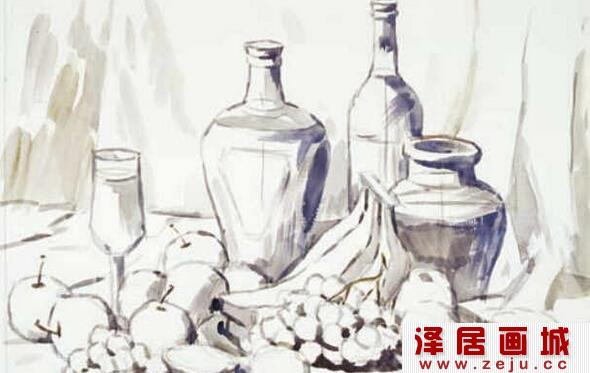 水果静物水粉画