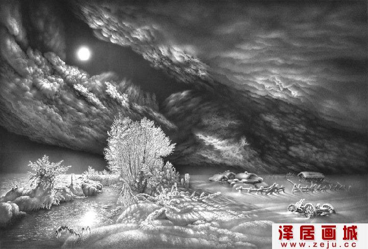 雪景素描画