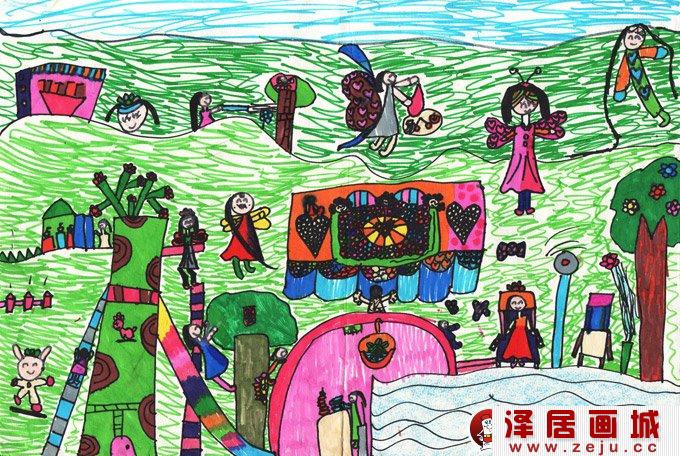 水彩科幻画:梦想乐园--金鹰杯儿童画大赛参赛作品