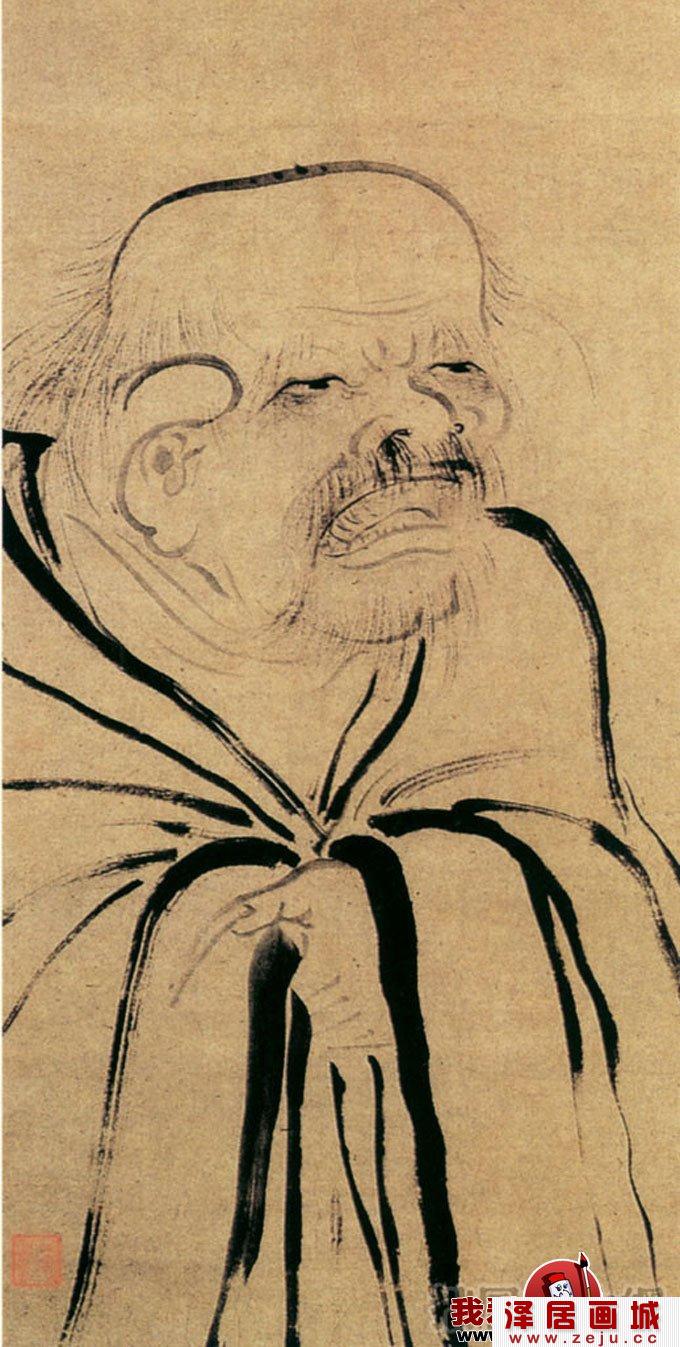 宋代画家法常的写意《老子图》老子画像