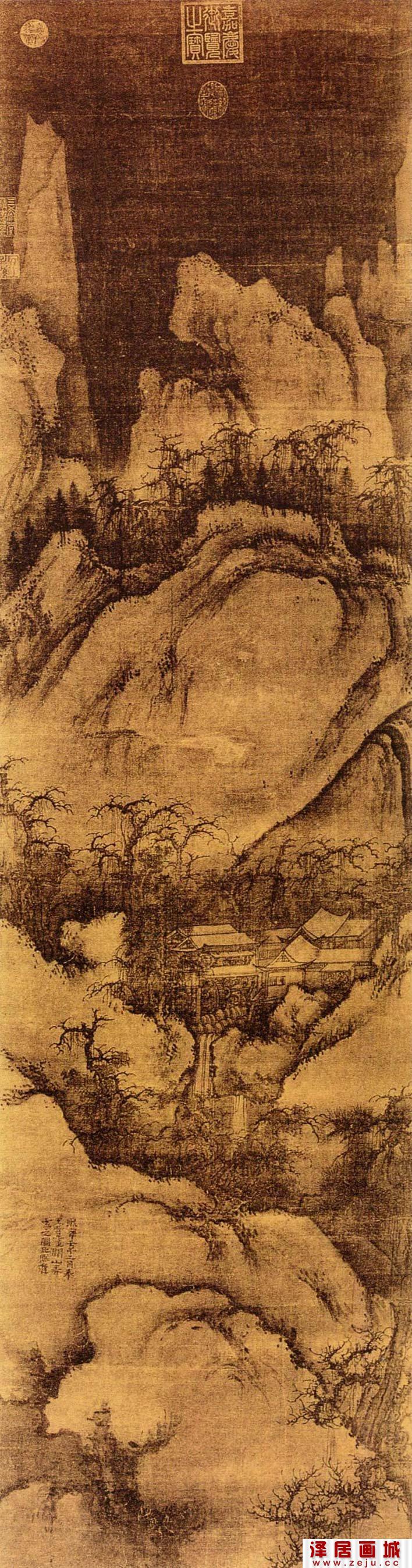 郭熙《关山春雪图》_宋代描绘深山春雪过后的景色名画高清大图