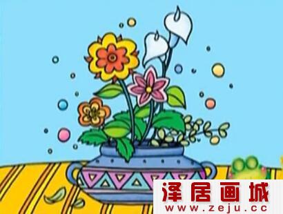 《花盆里的花》绘画步骤