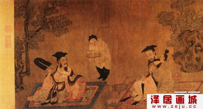 唐代工笔人物画《高逸图》高清组图-唐代画家孙位
