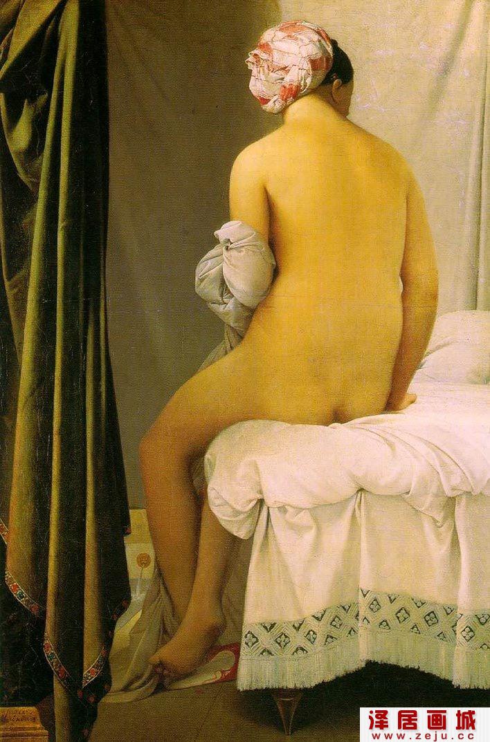 安格尔《瓦平松的浴女》最好优秀的女子裸体艺术油画作品