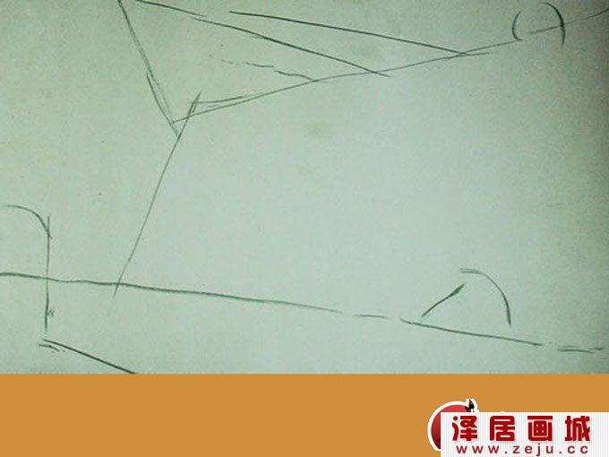 山村水粉风景画写生步骤一