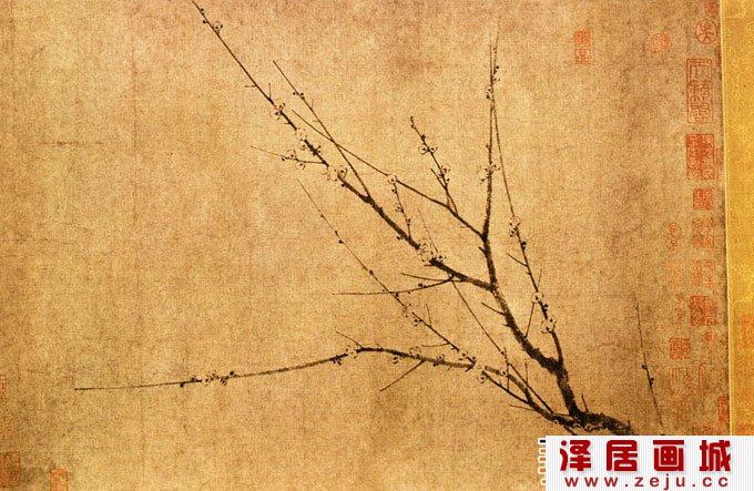 扬无咎《四梅花图卷》_水墨梅花图卷传世名画全卷赏析一