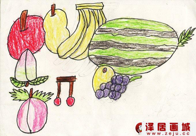儿童画水果：水果世界--金鹰杯儿童画大赛参赛作品