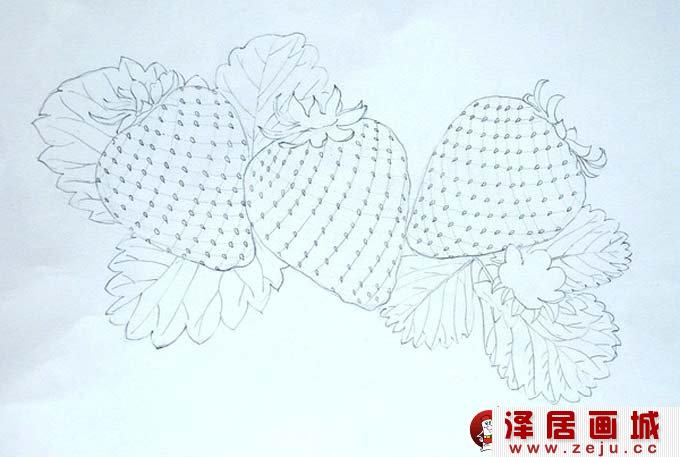 逼真的草莓彩色铅笔画教程绘画步骤01