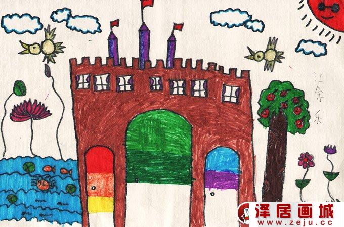 水彩笔科幻画:我心中的城堡--金鹰杯儿童画大赛参赛作品