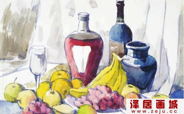 水果静物水粉画