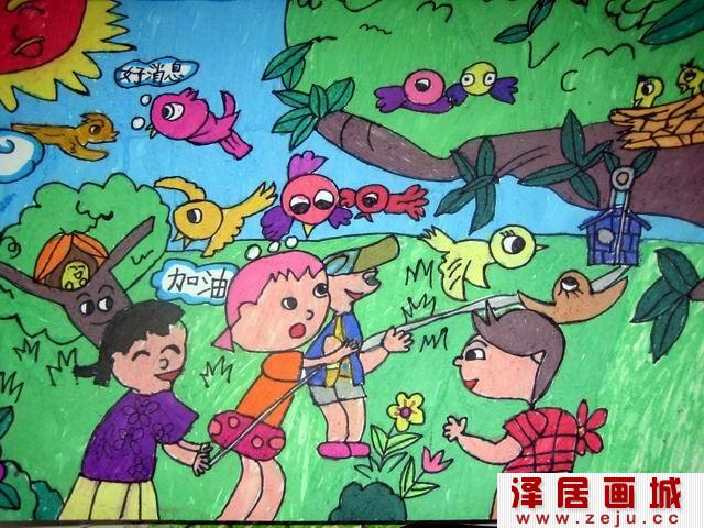 春天儿童水彩画优秀作品鉴赏