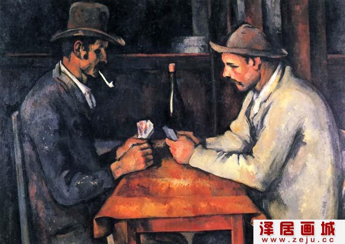 塞尚油画作品《玩纸牌者》之二