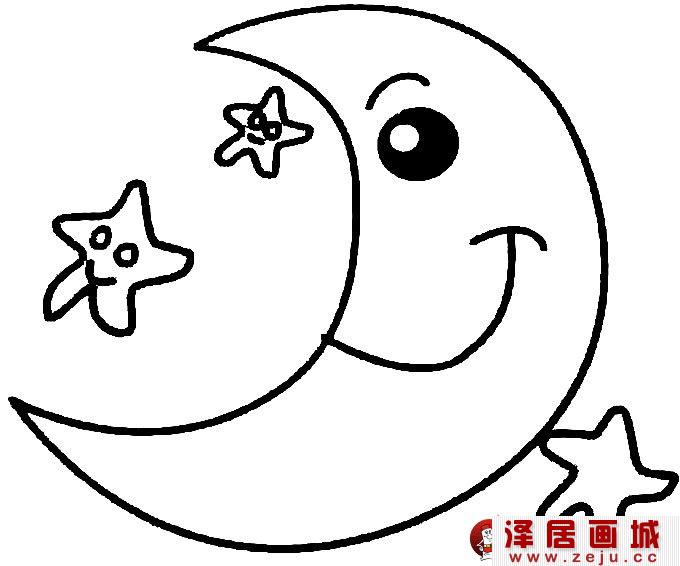 月球简笔画:月亮简笔画图片大全01