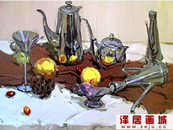 不锈钢材质静物水粉画