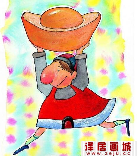 恭喜发财水粉画
