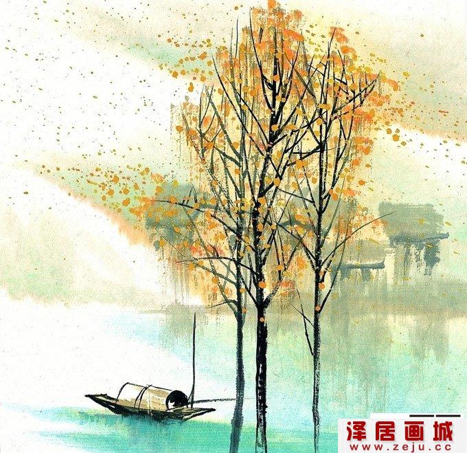 风景水粉画欣赏：秋天的梦想