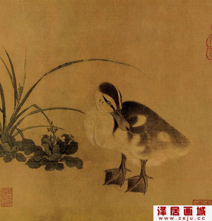 宋代《乳鸭图》_关于鸭子的写实工笔花鸟画赏析