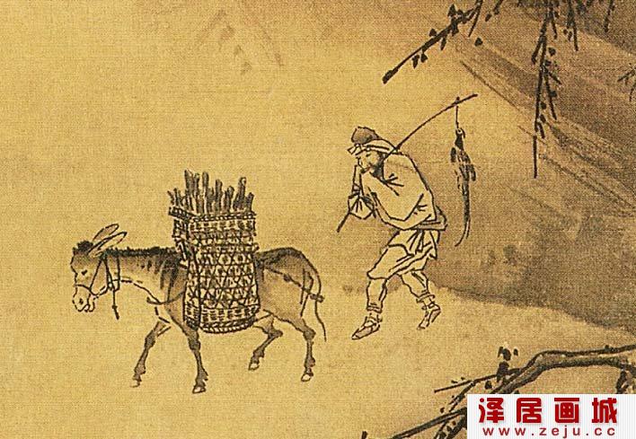 南宋马远晓《晓雪山行图》局部高清大图