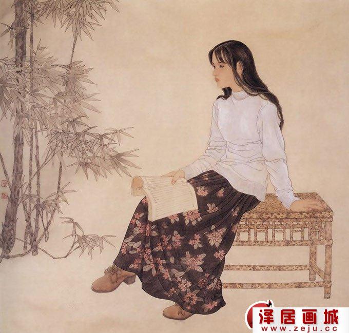现代女性工笔画作品图片