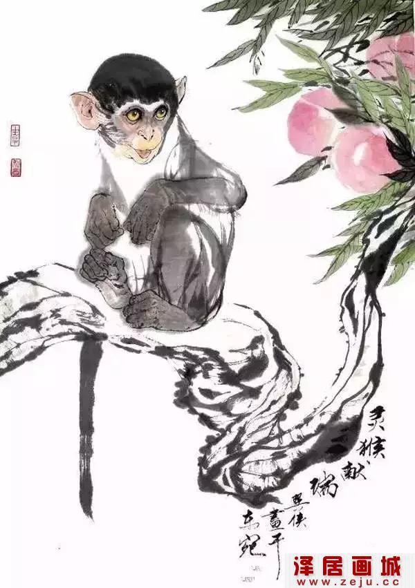 范成大国画猴子《八场平闻猿》