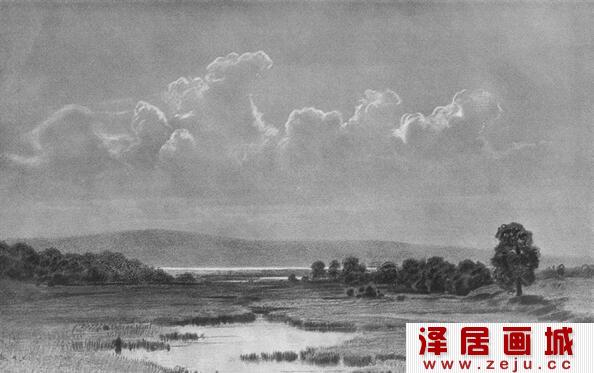 著名画家希施金风景素描作品欣赏