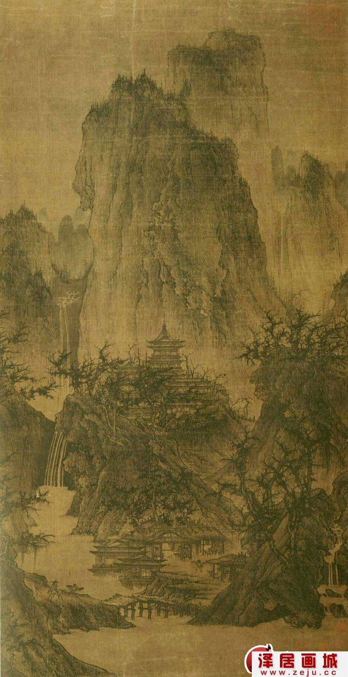 北宋五代李成《晴峦萧寺图》全图