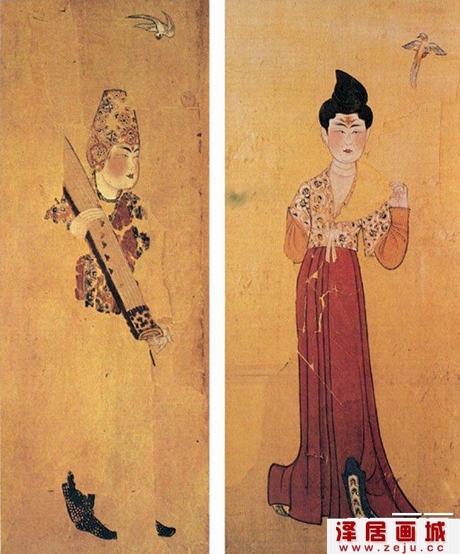 《舞乐屏风》-唐代美女的生活写真工笔人物作品