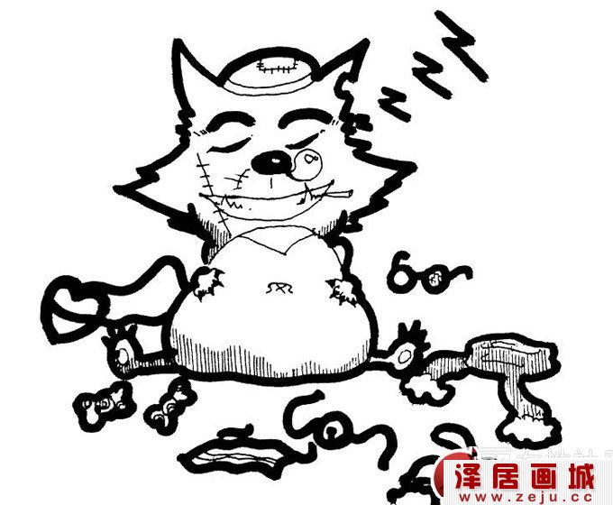 简笔画灰太狼图片:愤怒的灰太狼简笔画1