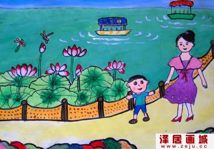 水上乐园水彩画