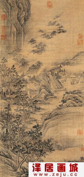 王翚山水画《山村雨霁图》