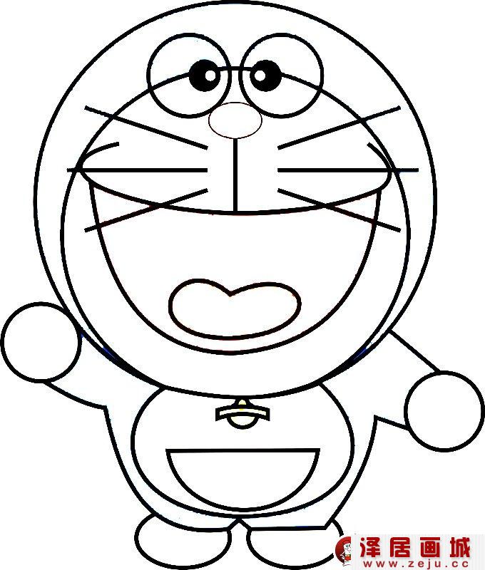 哆啦a梦之机器猫简笔画图片：机器猫正面形象