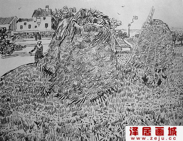 梵高风景素描作品欣赏