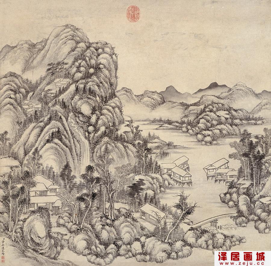 董邦达山水画静湖山居图