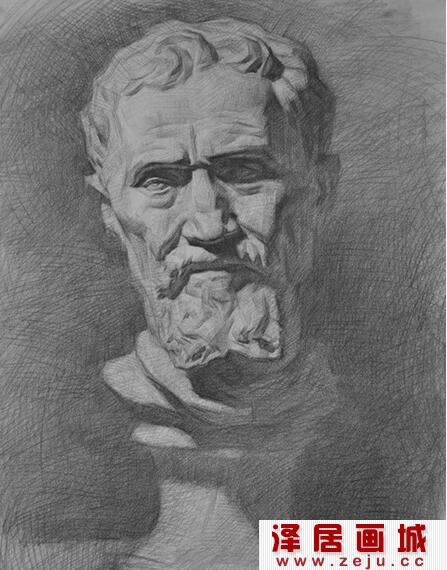 米开朗琪罗石膏像素描作品教程详解