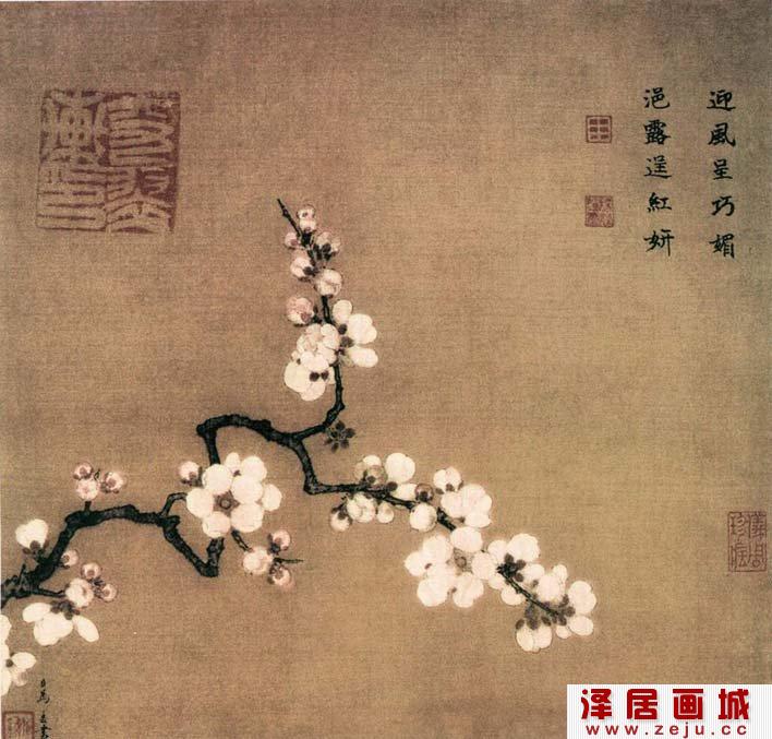 马远《倚云仙杏图》描绘杏花的工笔花鸟画