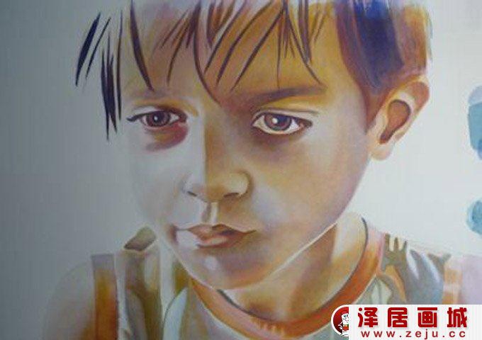 水彩肖像画教程:外国小男孩头像水彩画绘画步骤4