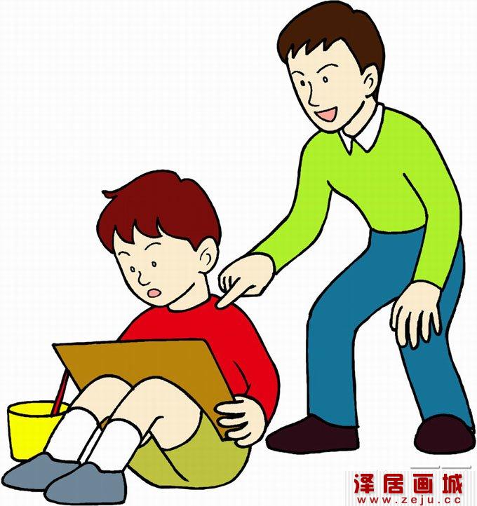 爸爸教儿子学画画的图片