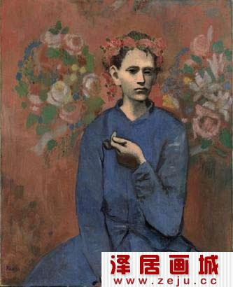 毕加索油画：拿烟斗的男孩