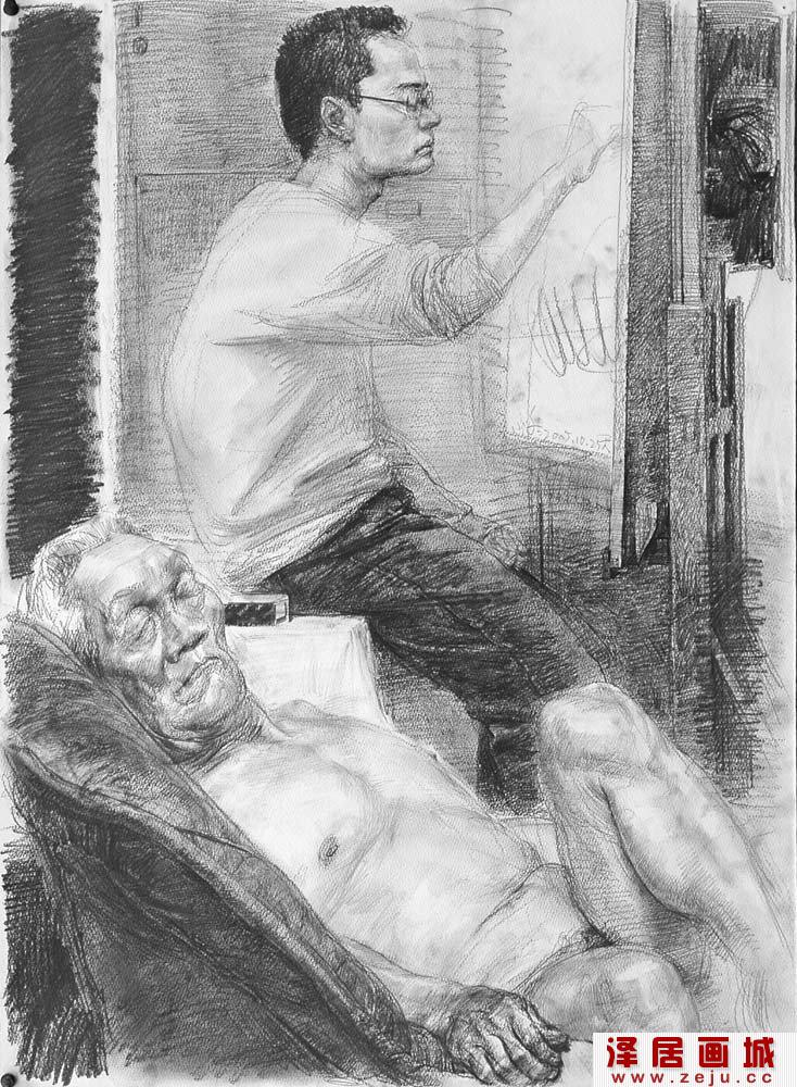 于小冬人物形象素描作品