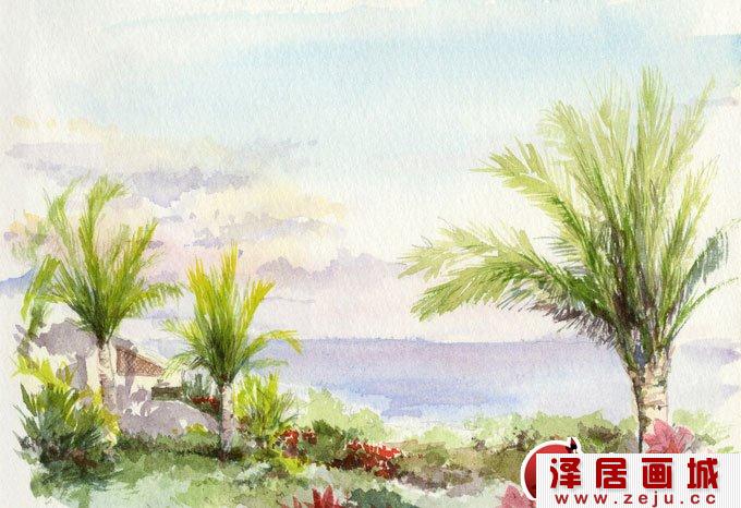 水粉画的风景练习作品图片