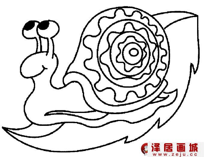 幼儿简笔画蜗牛：可爱小蜗牛简笔画图片01