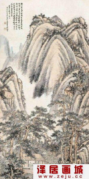  冯超然云壑听松图